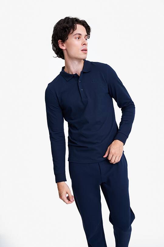 Organic cotton long sleeve pique polo shirt 1 | Audimas
