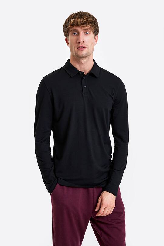 Fine merino wool blend long sleeve polo t-shirt 1 | Audimas