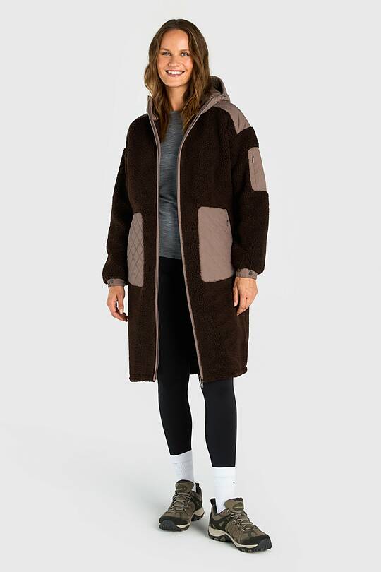 Long sherpa fleece jacket with hood 1 | Audimas