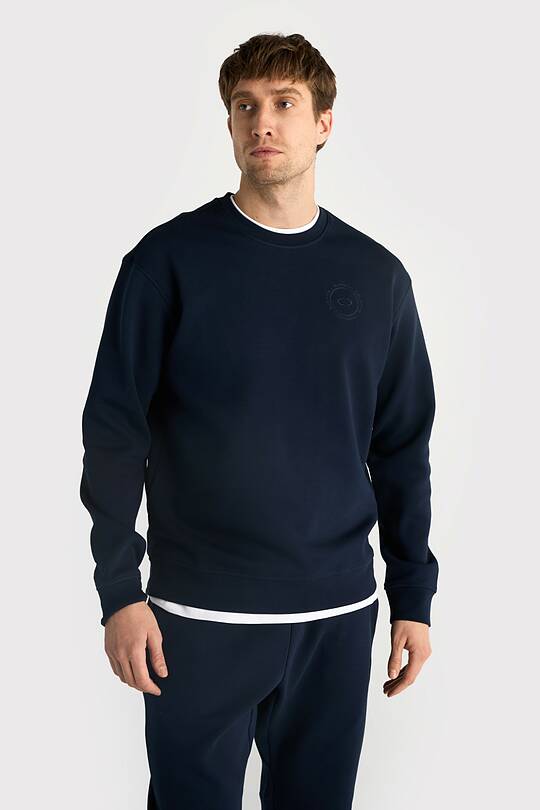 Cotton pique crewneck sweatshirt 1 | Audimas