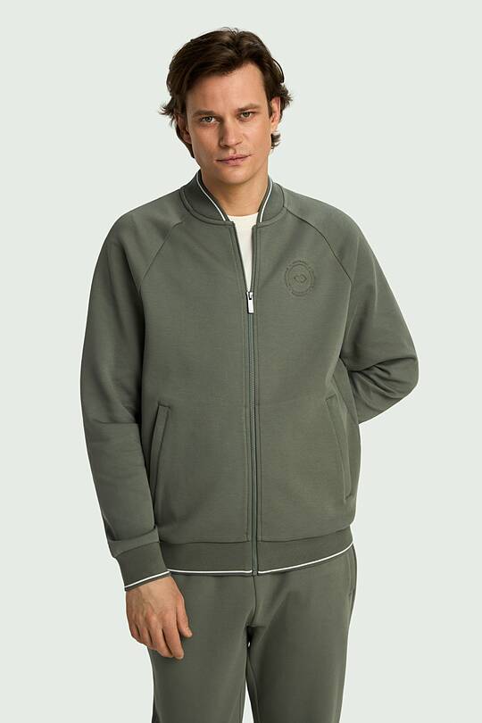 Cotton pique full-zip bomber jacket 1 | Audimas