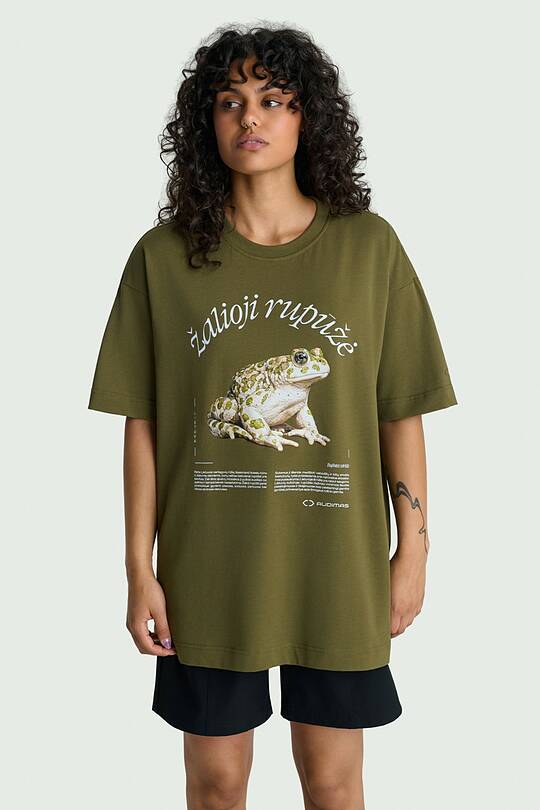 Short sleeves cotton T-shirt "Green toad" 2 | Audimas
