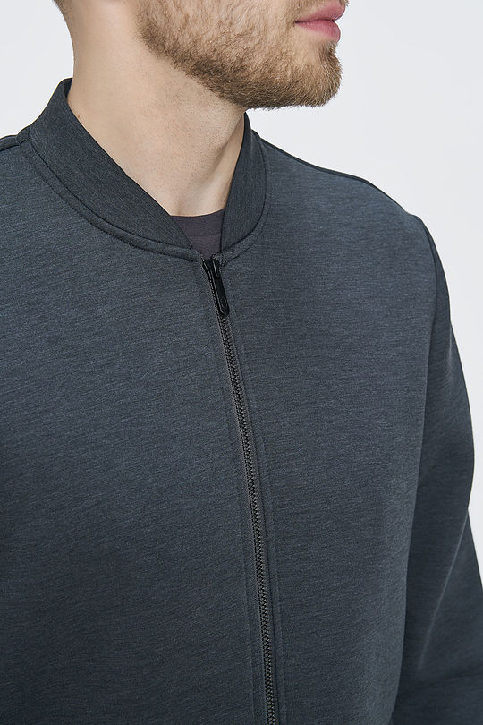 Viscose interlock tricot zip-through jacket 3 | GREY/MELANGE | Audimas