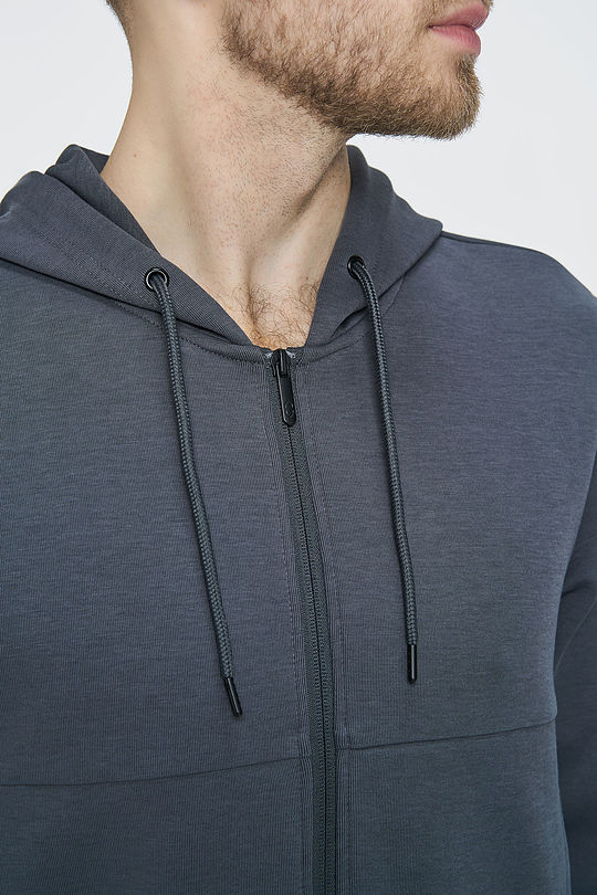 Prolonged zip-through hoodie 3 | GREY/MELANGE | Audimas