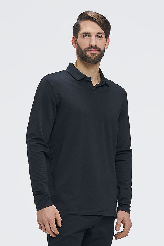 Long sleeve polo shirt 1 | BLACK | Audimas