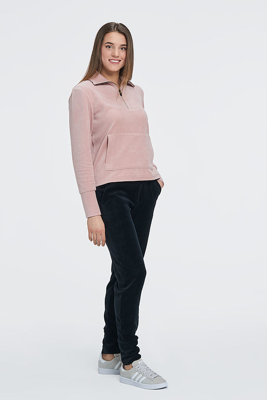 Cotton velour half-zip jumper 6 | RED/PINK | Audimas