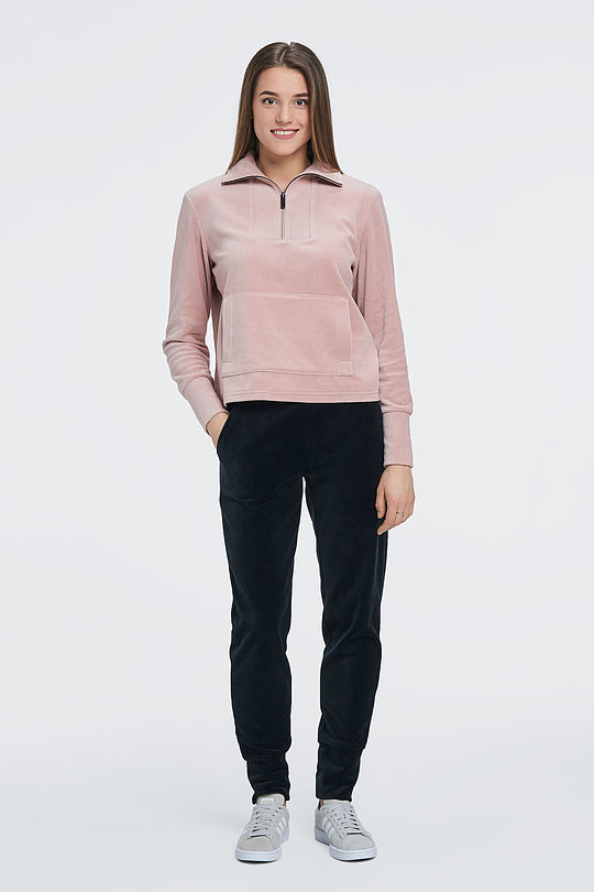 Cotton velour half-zip jumper 5 | RED/PINK | Audimas