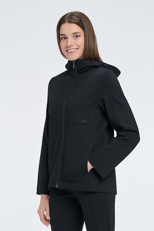 Pique cotton zip-through jacket 1 | BLACK | Audimas