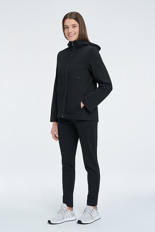 Pique cotton zip-through jacket 5 | BLACK | Audimas