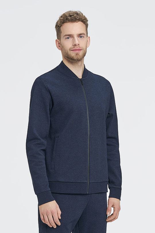 Pique cotton zip-through jacket 1 | BLUE | Audimas