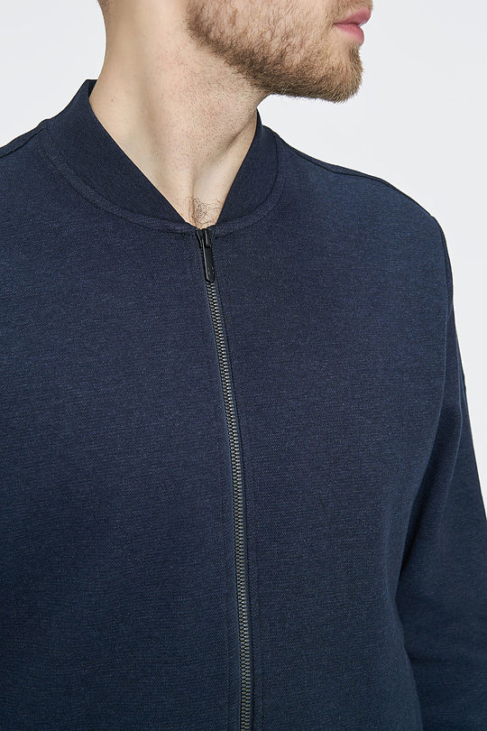 Pique cotton zip-through jacket 3 | BLUE | Audimas