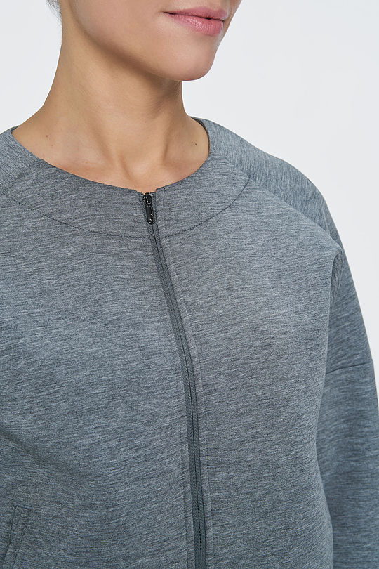 Viscose interlock tricot zip-thought jacket 3 | GREY/MELANGE | Audimas