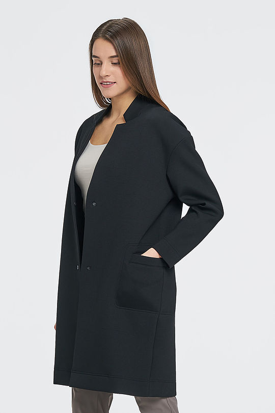 Viscose interlock tricot long jacket 2 | BLACK | Audimas
