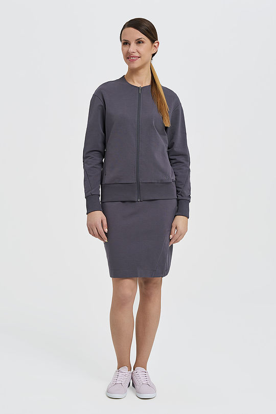 Modal tricot zip-through jacket 4 | GREY/MELANGE | Audimas