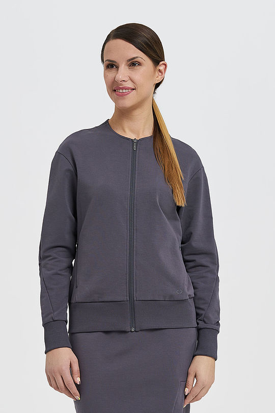 Modal tricot zip-through jacket 1 | GREY/MELANGE | Audimas