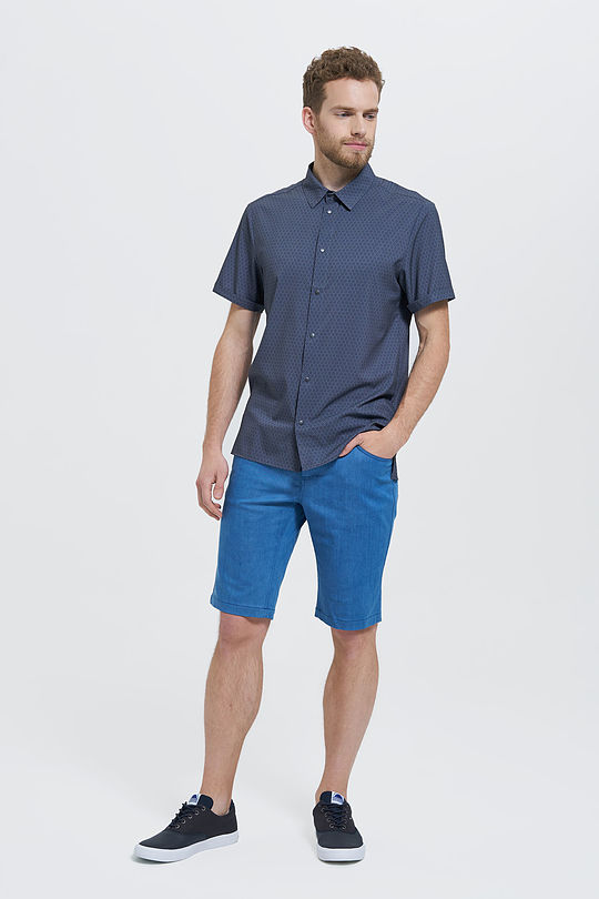 Wrinkle-free stretch woven short sleeves shirt 5 | BLUE | Audimas