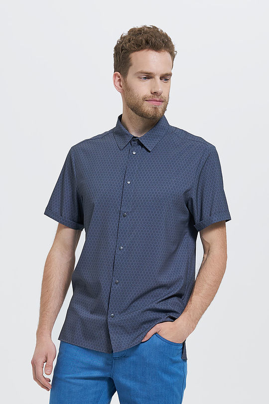 Wrinkle-free stretch woven short sleeves shirt 1 | BLUE | Audimas