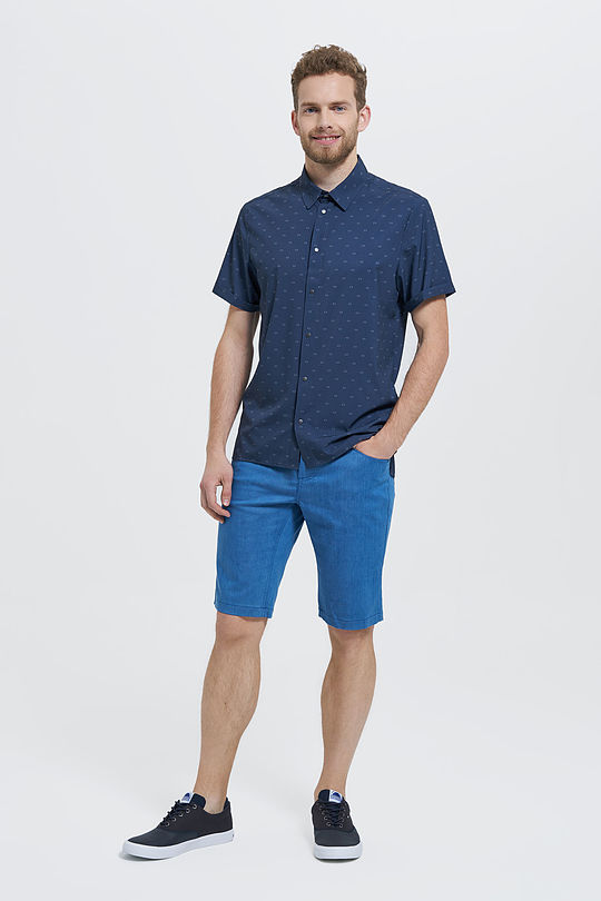 Wrinkle-free stretch woven short sleeves shirt 5 | BLUE | Audimas
