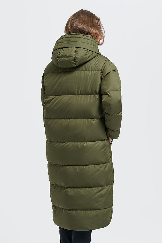 Lightweight puffer long down coat 2 | GREEN/ KHAKI / LIME GREEN | Audimas
