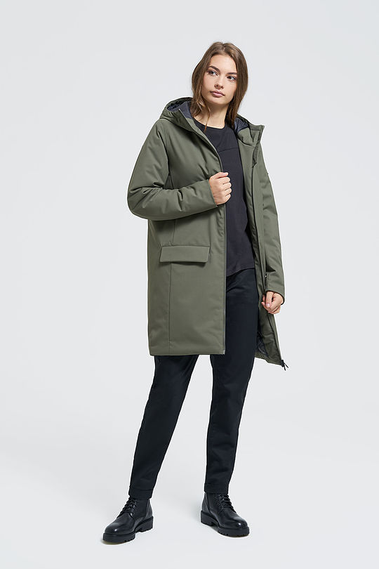 Long water resistant Thermore insulated parka 7 | GREEN/ KHAKI / LIME GREEN | Audimas