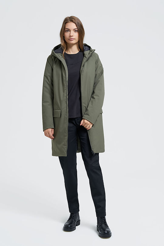 Long water resistant Thermore insulated parka 6 | GREEN/ KHAKI / LIME GREEN | Audimas