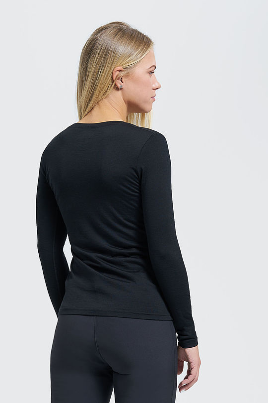 Fine merino wool long sleeve top 2 | BLACK | Audimas