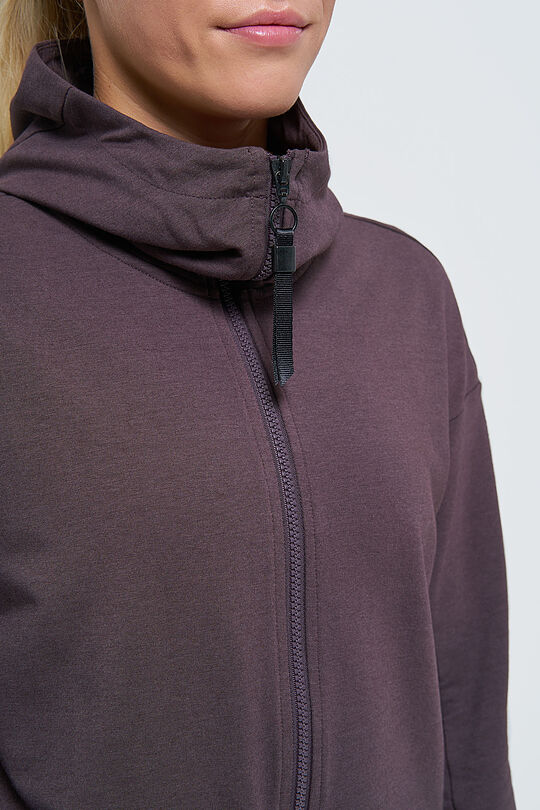 Modal cotton terry zip-through hoodie 3 | BROWN/BORDEAUX | Audimas