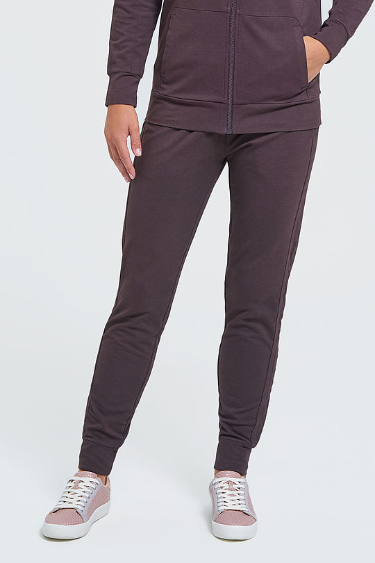 Modal cotton terry sweatpants 1 | BROWN/BORDEAUX | Audimas