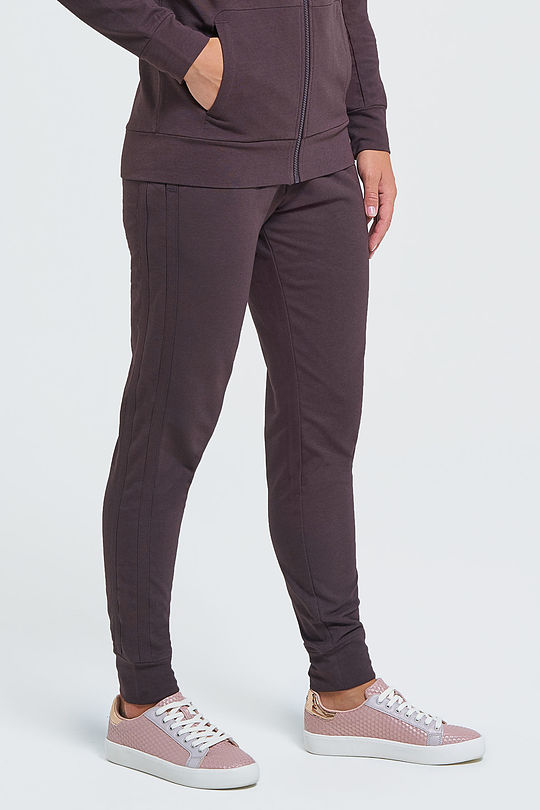 Modal cotton terry sweatpants 3 | BROWN/BORDEAUX | Audimas