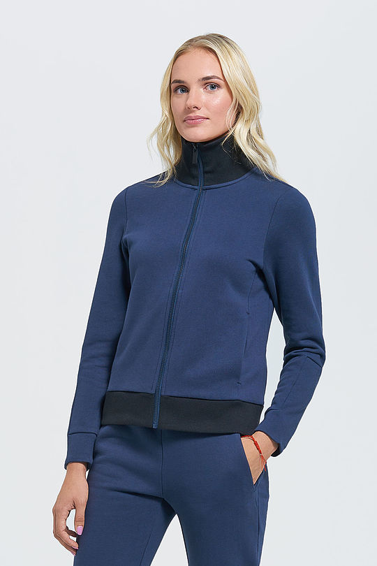 Brushed cotton zip-through jacket 1 | BLUE | Audimas