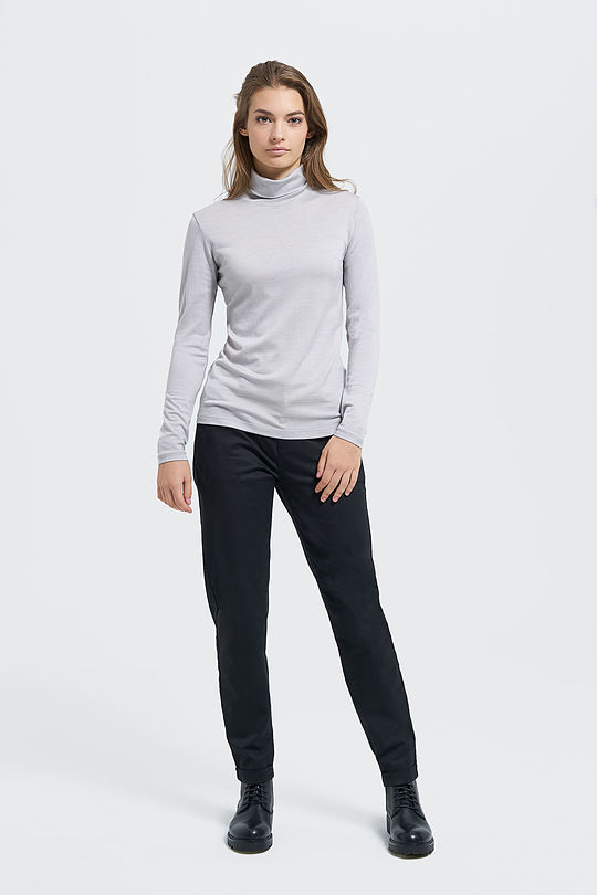 Fine merino wool long sleeve roll-neck top 4 | GREY/MELANGE | Audimas