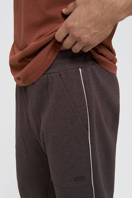 Pique cotton loose fit sweatpants 3 | BROWN/BORDEAUX | Audimas