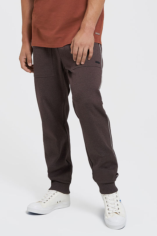 Pique cotton loose fit sweatpants 1 | BROWN/BORDEAUX | Audimas