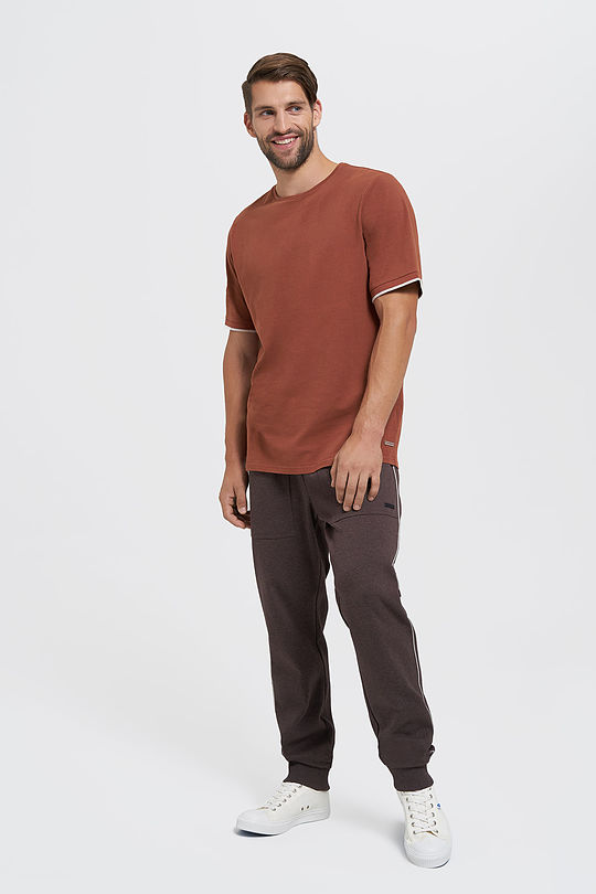 Pique cotton loose fit sweatpants 5 | BROWN/BORDEAUX | Audimas