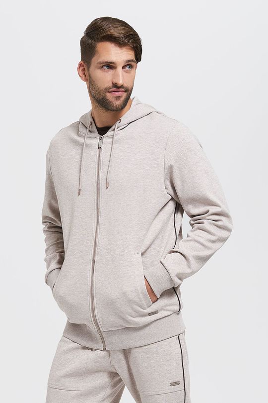 Pique cotton zip-through hoodie 1 | GREY/MELANGE | Audimas