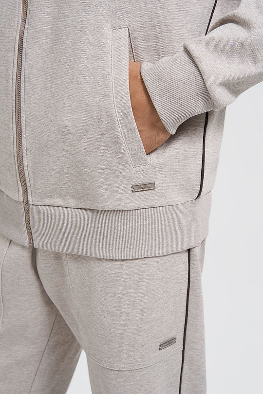 Pique cotton zip-through hoodie 3 | GREY/MELANGE | Audimas