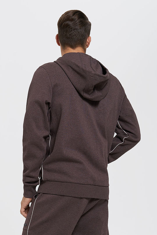 Pique cotton zip-through hoodie 2 | BROWN/BORDEAUX | Audimas