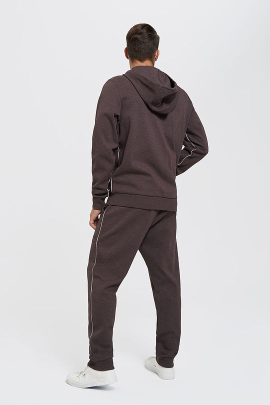 Pique cotton zip-through hoodie 6 | BROWN/BORDEAUX | Audimas