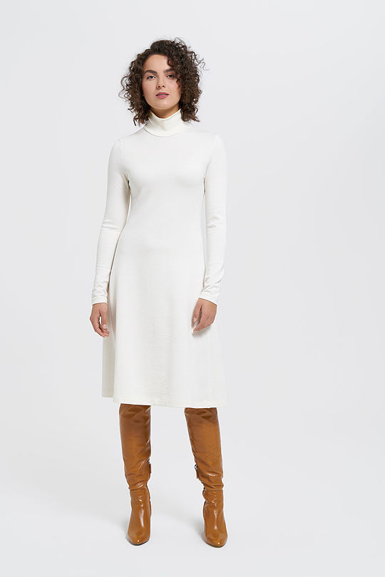 High neck merino wool mix midi dress 7 | WHITE | Audimas