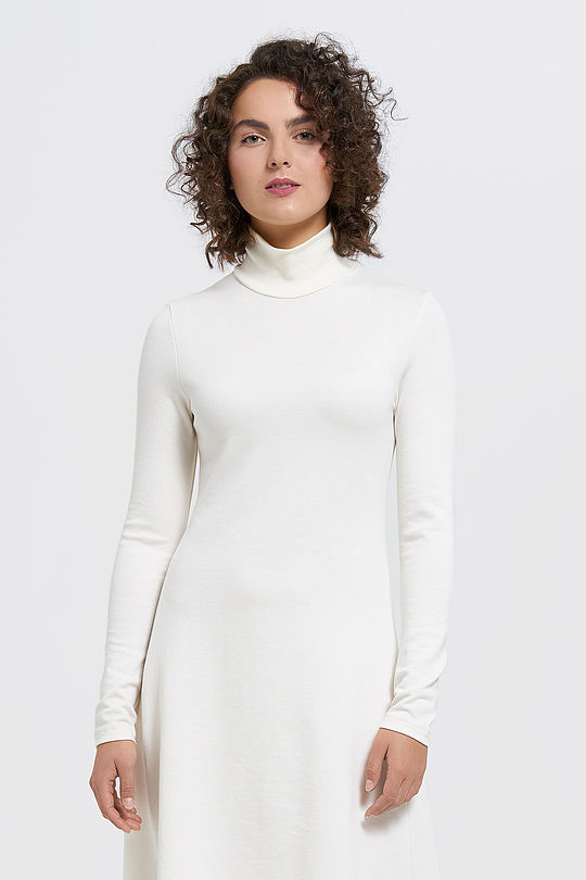 High neck merino wool mix midi dress 1 | WHITE | Audimas