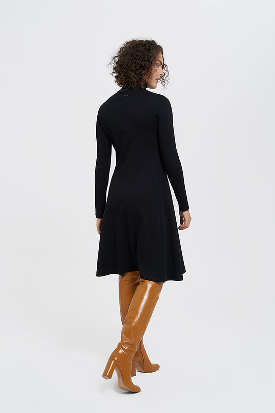 High neck merino wool mix midi dress 6 | BLACK | Audimas