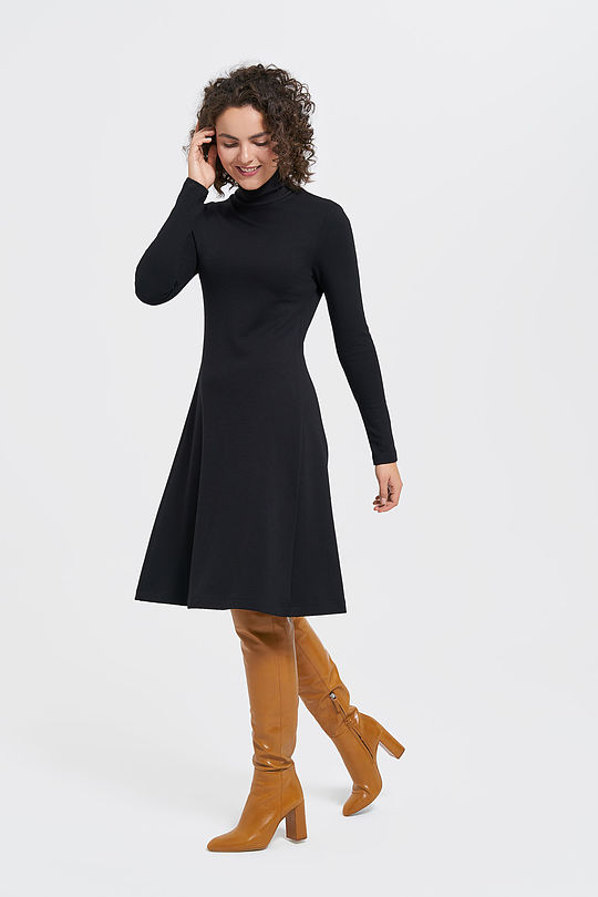 High neck merino wool mix midi dress 4 | BLACK | Audimas