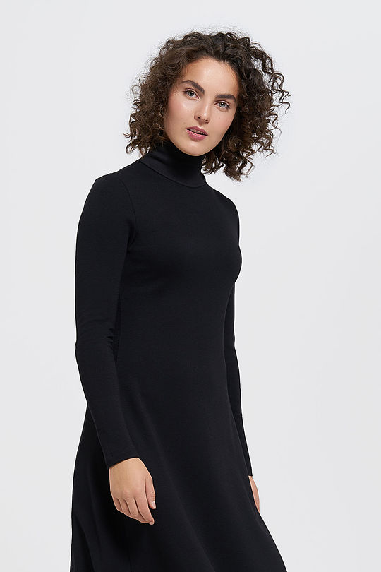 High neck merino wool mix midi dress 1 | BLACK | Audimas