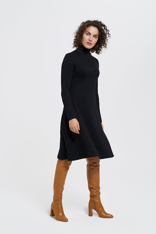 High neck merino wool mix midi dress 5 | BLACK | Audimas