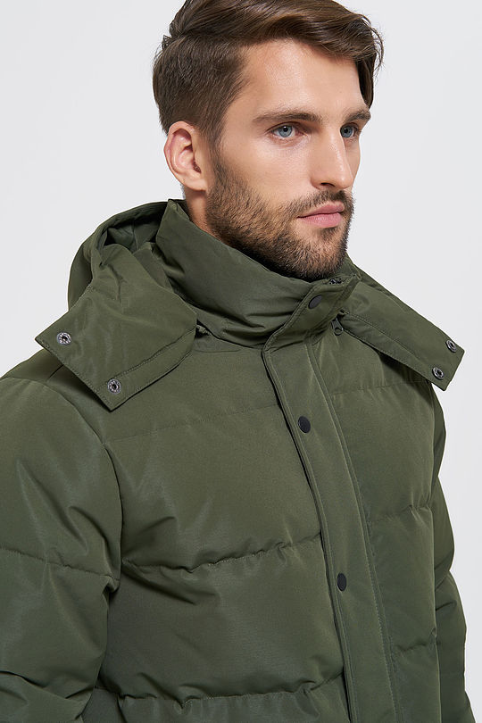 Oversized puffer long down jacket 3 | GREEN/ KHAKI / LIME GREEN | Audimas