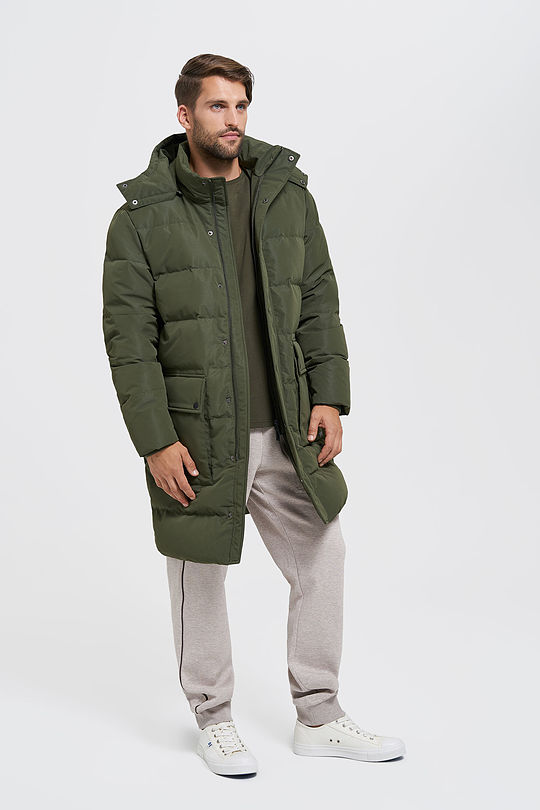 Oversized puffer long down jacket 6 | GREEN/ KHAKI / LIME GREEN | Audimas