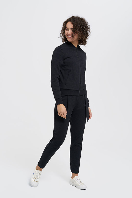 Cotton zip-through bomber sweatshirt 4 | BLACK | Audimas