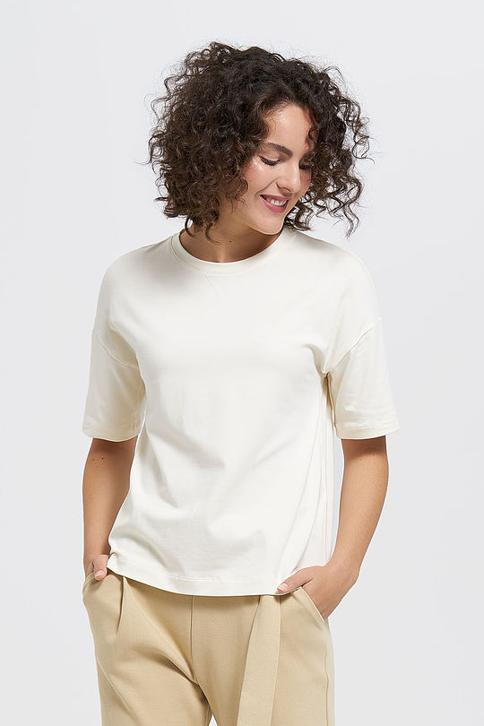 Relaxed fit modal-cotton t-shirt 1 | WHITE | Audimas