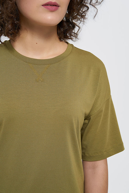 Relaxed fit modal-cotton t-shirt 3 | GREEN/ KHAKI / LIME GREEN | Audimas