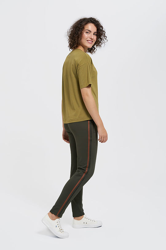 Relaxed fit modal-cotton t-shirt 6 | GREEN/ KHAKI / LIME GREEN | Audimas